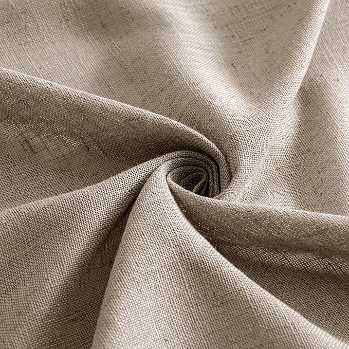 MIULEE Taupe Grey Linen Curtains 45 Inch Length 2 Panels for Bedroom Living Room, Soft Linen Textured Window Drapes Semi Sheer Light Filtering Back Tab Rod Pocket Farmhouse Modern Burlap Look Decor