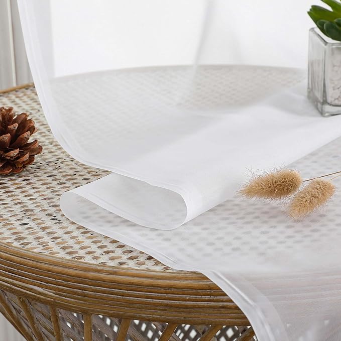 OWENIE White Sheer Curtains 78 Inches Long 2 Panels Set, Ivory Sheer Curtain for Living Room Bedroom, Modern Voile Filmy Rod Pocket Curtains & Drapes, 2 Pcs, Each 59 W x 78L Inch, White
