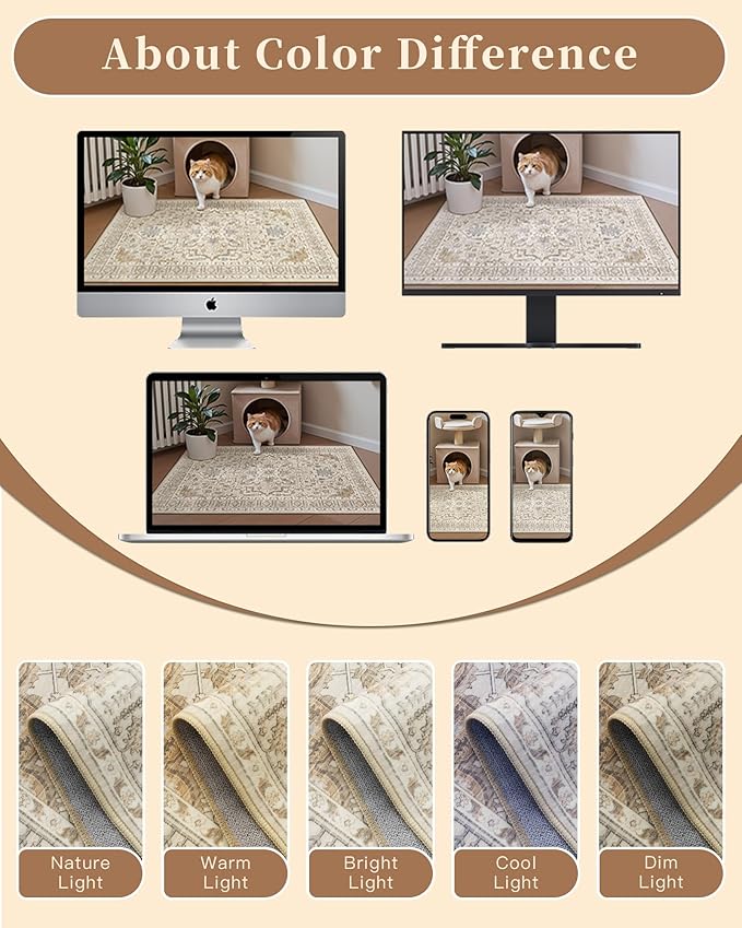 Madane Hallway Runner Rug 2'6''x16' Kitchen Runner - Non Slip Vintage Runners for Hallways Washable Kitchen Rugs Soft Low Pile 2.5x16 ft Rug Runners for Laundry Room, Entryway and Bedroom, Beige/Blue