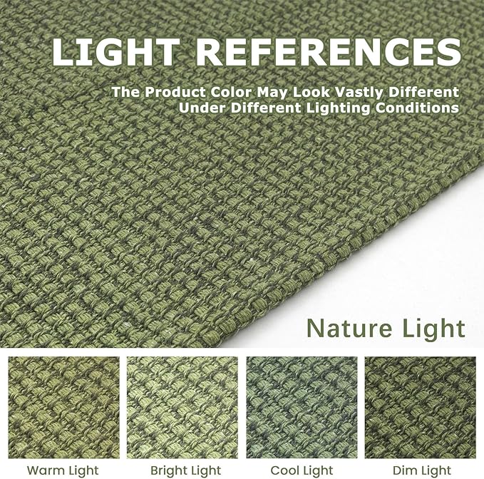 KOZYFLY Runners for Hallways 3x10 ft Washable Kitchen Runner Non Slip Rubber Backed Hallway Rugs Cotton Entryway Runner Rug Floor Carpet for Indoor Hall, Backdoor, Kitchen, Bright Green/Earthy Green