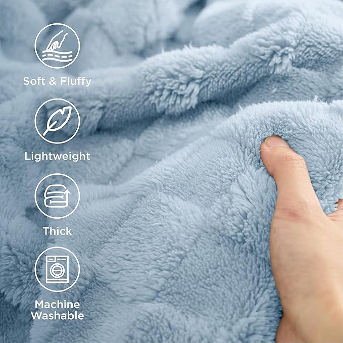 Bedsure GentleSoft Light Blue Throw Blanket for Couch - Super Soft Cozy Blankets Gifts for Kids Girls, Cute Small Fleece Throws for Bedroom Home Decor, 50x70 Inches