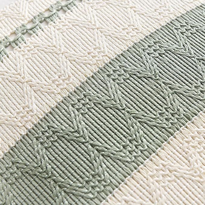 Fancy Homi Set of 1 Sage Green Boho Decorative Throw Pillow Covers 20x20 Inch for Living Room Bedroom Couch Bed Indoors, Rustic Retro Cushion Case, Bohemian Room Home Decor