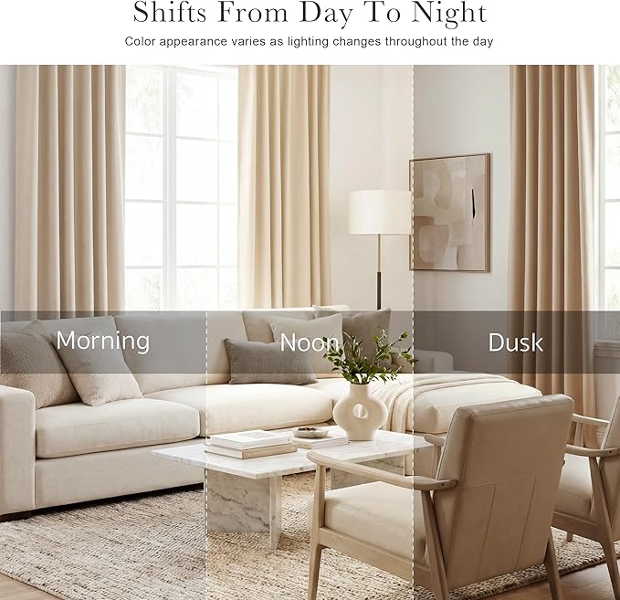 Pony Dance Blackout Curtains for Bathroom - Solid Light Window Decor for Kitchen/Bedroom, RV Drapes for Camper Windows, 34x45 inch, 2 Curtain Panels, Biscotti Beige