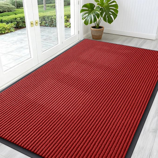 OLANLY Front Door Mat Indoor Outdoor Entrance, Waterproof Heavy Duty Doormat, Fade Resistant, Low Profile, Easy Clean Patio Porch Welcome Floor Mats for Entry, 59x34, Red