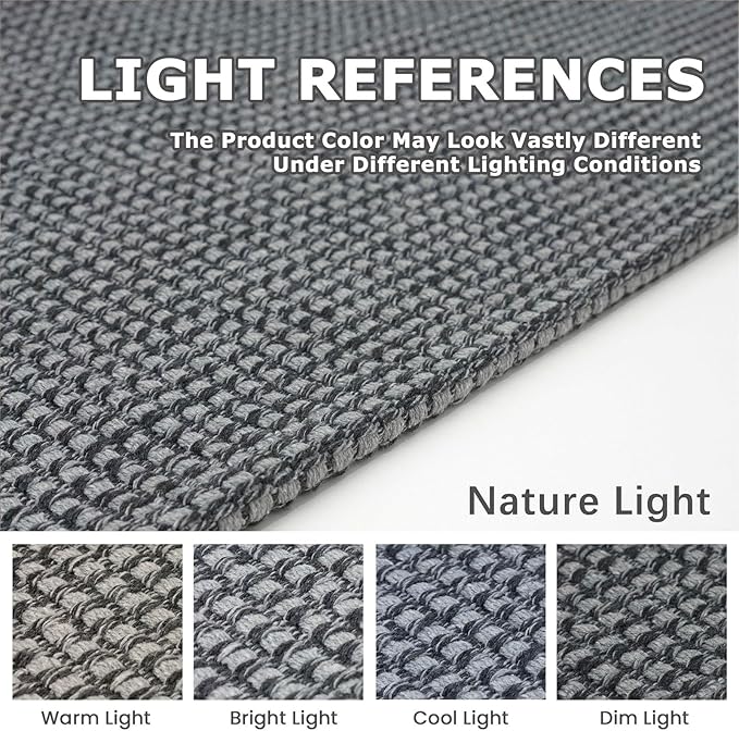 KOZYFLY Extra Long Runners for Hallways 3x16 ft Washable Kitchen Runner Non Slip Rubber Backed Hallway Rug Cotton Entryway Runner Rug Floor Carpet for Indoor Hall, Kitchen, Stair, Grey/Dark Grey