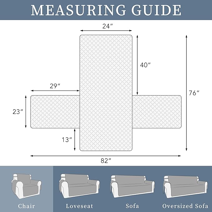 ISSUNTEX Double Protection 100% Waterproof Chair Sofa Cover for Living Room, Reversible Furniture Protector for Dogs, Pets, Kids (Chair, Gray/Light Gray)