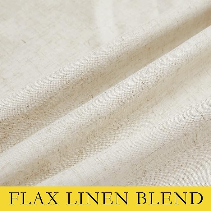NICETOWN Natural Linen Curtains 45" Long with Noise Reducing for Small Window, 52" Wide, 2 PCs, Complete Blackout Drapes, Thermal Insulated & Noise Reducing Window Draperies with White Liner