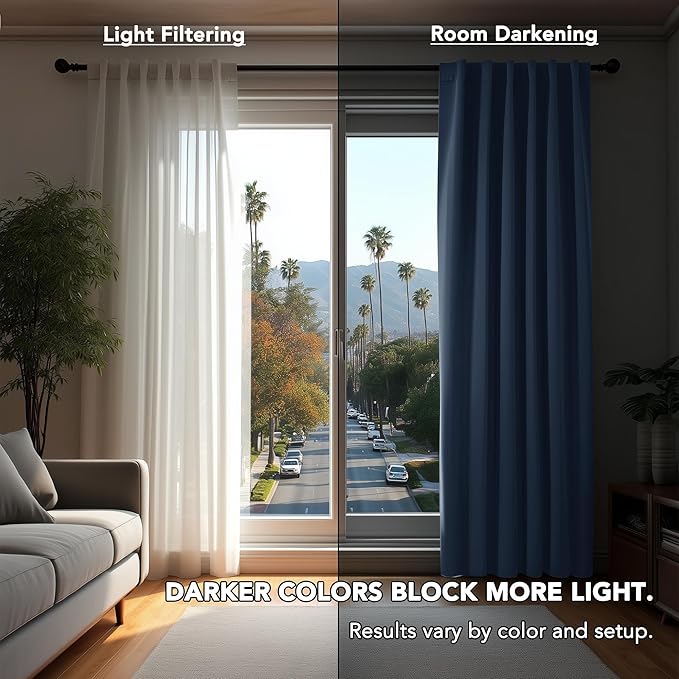 Deconovo Blackout Curtains, Thermal Insulated, W42 x L72 2 Panels, Back Tab, Machine Washable, Room-Darkening Drapes for Bedroom/Living Room Stone Blue