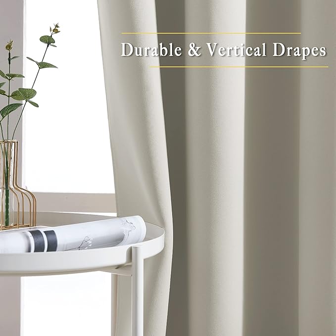 NICETOWN Room Darkening Grommet Curtain Panels - Living Room Curtains Thermal Insulated Window Treatments Privacy Draperies for Patio (W80 x L108, Natural, 1 Pair)