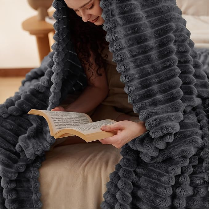 Bedsure GentleSoft Grey Fleece King Blanket for Couch - Cozy Soft Blankets for Women, Cute Small Throws for Girls, 108x90 Inches