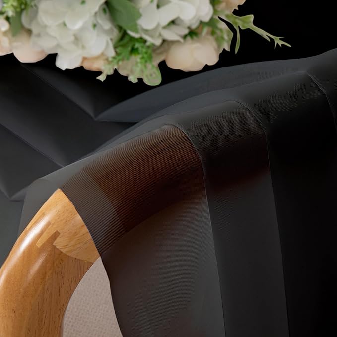 Chyhomenyc Black Sheer Curtains 45 Inches Length 2 Panels, Light Filtering Soft Airy Curtain Drapes for Bathroom Living Room Bedroom Small Windows, Each 42W x 45L inches