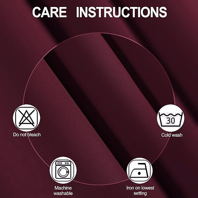 LEMOMO Burgundy Red Thermal Blackout Curtains/52 x 72 Inch/Set of 2 Panels Room Darkening Curtains for Bedroom