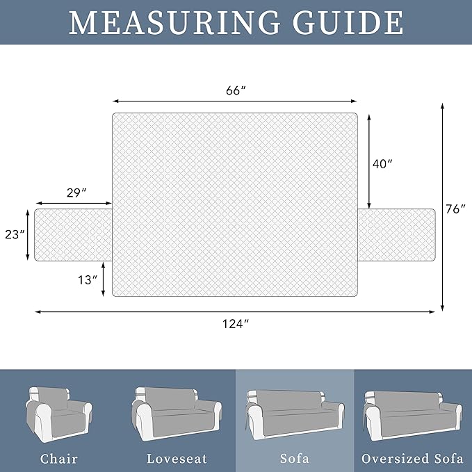 ISSUNTEX Double Protection 100% Waterproof Sofa Covers for Living Room, Couch Covers for 3 Cushion Couch Sofa, Reversible Furniture Protector Sofa Cover for Dogs, Pets, Kids (Sofa, Gray/Light Gray)