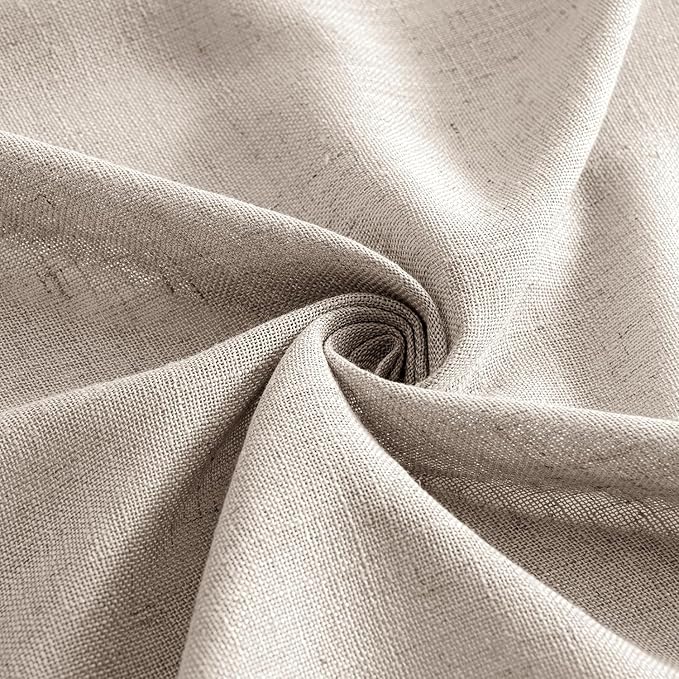 MIULEE Natural Linen Curtains 54 Inch Length 2 Panels for Bedroom Living Room, Soft Linen Textured Window Drapes Semi Sheer Light Filtering Back Tab Rod Pocket Farmhouse Modern Burlap Look Decor