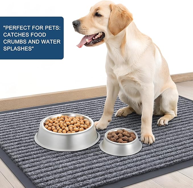 OLANLY Front Door Mat Indoor Outdoor Entrance, Waterproof Heavy Duty Doormat, Fade Resistant, Low Profile, Easy Clean Patio Porch Welcome Floor Mats for Entry, 35x30, Light Gray