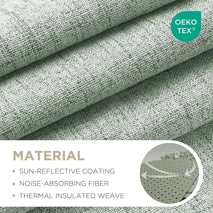Joydeco Blackout Curtains for Bedroom - 108 Inch Long 100% Light Blocking 2 Panels Sage Green Drapes, Thermal Insulated Room Darkening Curtains, Linen Textured for Living Room, Rod Pocket & Back Tabs
