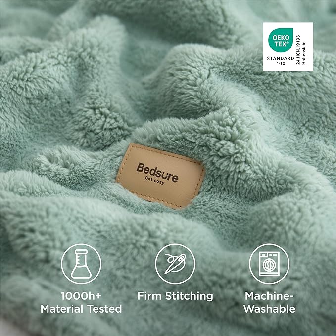 Bedsure 3D Fleece Bubble Blanket for Couch - GentleSoft Green Twin Blanket for Sofa Bed Room Decor - Luxury Soft Cozy Gifts for Kids, Lightweight, All Seasons, Sage Green, 60"×80"