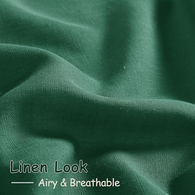 Dark Green Linen Curtains 108 Inches Long for Living Room 2 Panels Set Extra Long Back Tab Curtain Sheer Light Filtering Emerald Green Drapes Floor to Ceiling Curtains for Large Windows 52x108