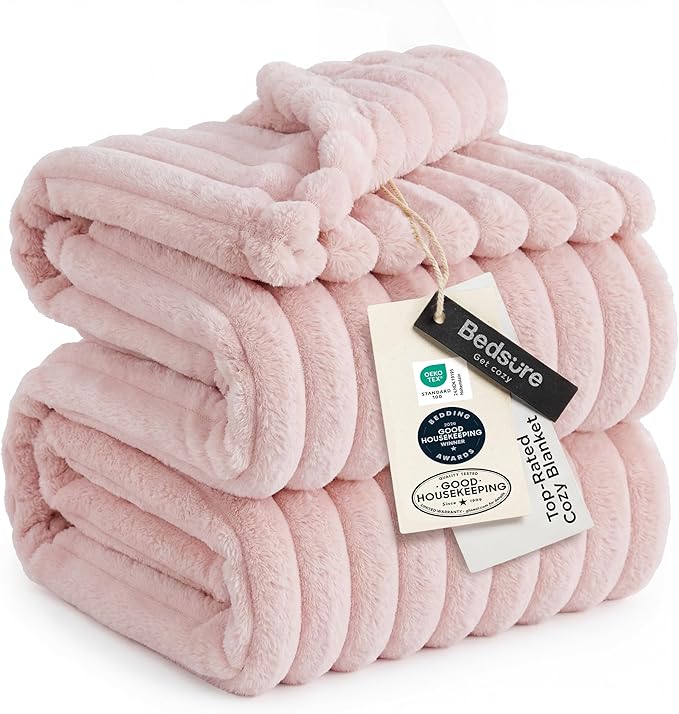 Bedsure GentleSoft King Size Blanket for Bed - Cozy Soft Blankets for Women, Cute Large Fleece Throws for Girls, Crystal Pink, 108x90 Inches