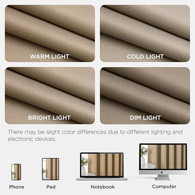 Joydeco Blackout Door Curtain for Doorway Privacy 72 Inches Long, Grommet Closet Curtain for Open Closet, Room Divider for Bedroom Living Room (Light Beige, 52Wx72L, 1 Panel)
