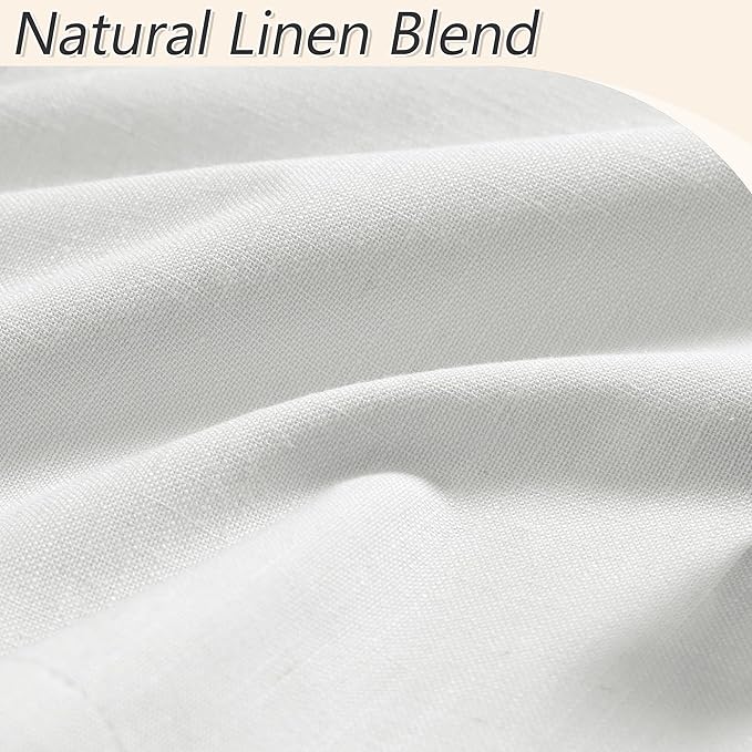 Guken White 100% Blackout Linen Curtains 52 Inch Wide by 106 Inch for Living Room Bedroom Back Tab/Rod Pocket Thermal Insulated Black Out Linen 2 Drapes Room Darkening Window Curtains