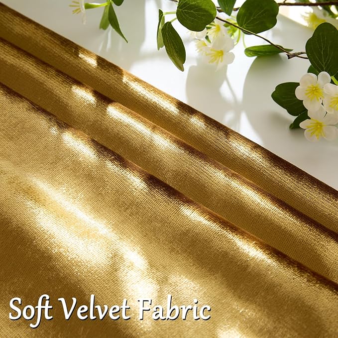 GIGIZAZA Decorative Couch Throw Pillow Covers,Set of 2 Gold Square Pillow Cushion Covers 22x22,Pillow Cases Velvet Pillow Covers