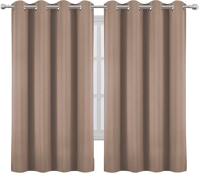 LEMOMO Cappuccino Blackout Curtains 66 x 63 Inch Length/Set of 2 Curtain Panels/Thermal Insulated Room Darkening Blackout Curtains for Bedroom