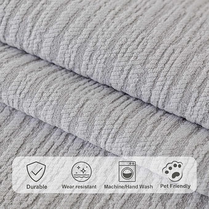 Soft Waterproof Chenille Cover Washable, Non Slip Sectional Sofa Covers for 3 Cushion Couch Sofa L Sharped Sofa Slipcover for Pets, Furniture Protector (1 PCS 27"x27" Light Grey)