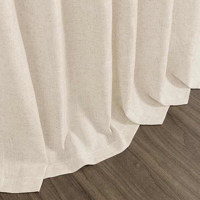 Nanspring Living Room Curtains 63 Inch Length Linen Birch Beige Luxury Light Filtering Semi Sheer Curtain Back Tab Modern Farmhouse Decor Elegant Coastal Drapes for Bedroom Office 52x63, 2 Panels