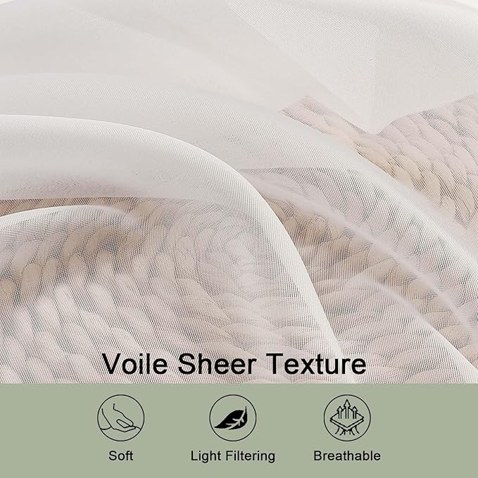 OWENIE Ivory Sheer Curtains 72 Inches Long 2 Panels Set, Transparent Voile Sheer Curtain for Living Room Bedroom Window Sliding Glass Door Treatment, 59 x 72 Inch, Ivory