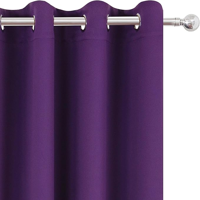 LEMOMO Blackout Curtains 52 x 63 inch/Purple Curtains Set of 2 Panels/Thermal Insulated Room Darkening Bedroom Curtains