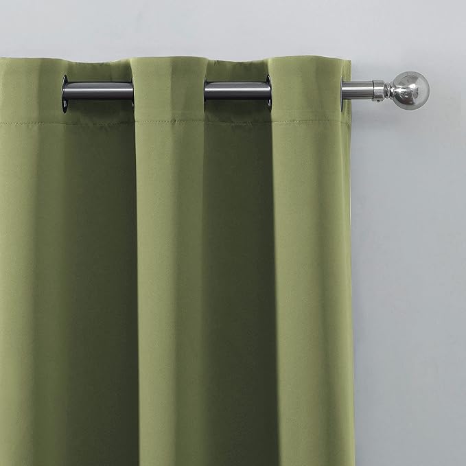 LEMOMO Olive Green Thermal Blackout Curtains/52 x 54 Inch/Set of 2 Panels Room Darkening Curtains for Bedroom