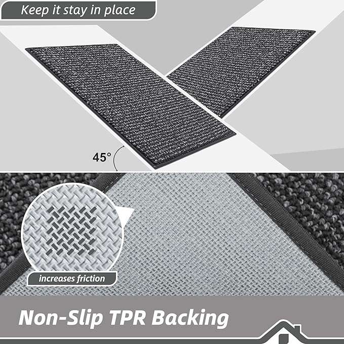 BEQHAUSE Kitchen Runner Rugs 32"x72", Non-Slip Kitchen Mats for Floor, Super Absorbent and Stain Resistant Kitchen Rug, Machine Washable Rugs for Kitchen, Hallway, Laundry & Sink, Charcoal