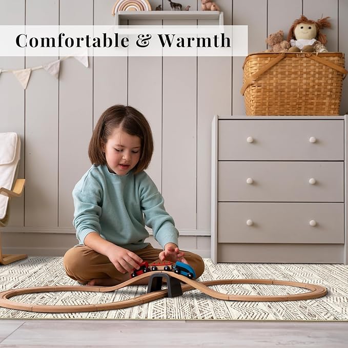 3x6 Washable Hallway Runner Rug - Moroccan Non-Slip Long Runners for Entryway Soft Modern Geometric Low-Pile Rugs for Kitchen Waterproof Neutral Carpet for Bedroom Bathroom Laundry 3x6 Beige