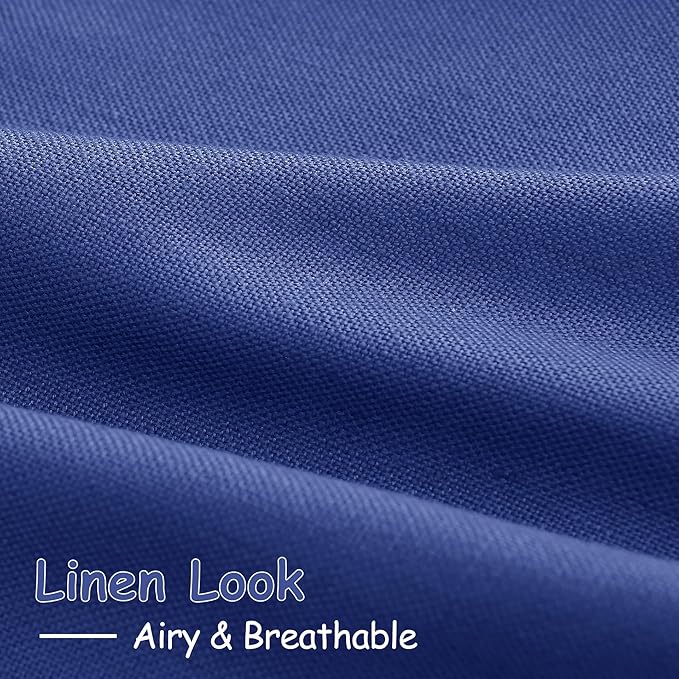 Nanspring Classic Blue Linen Curtains 72 Inch Length for Living Room Semi Sheer Light Filtering Door Drapes 2 Panels Set for Kids Bedroom Light Filtering Back Tab Modern Farmhouse Decor 52x72