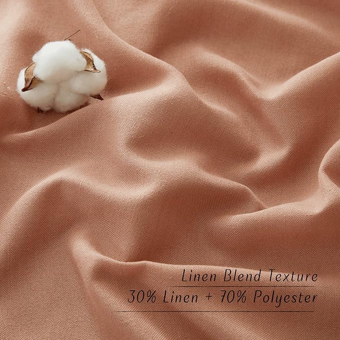 NICETOWN Rustic Linen 102 inch Long Curtains for Living Room, Grommet Privacy Added Thick Linen Weave with Light Filter Window Curtains & Drapes for Bedroom, Terracotta, W55 x L102, 2 Panels