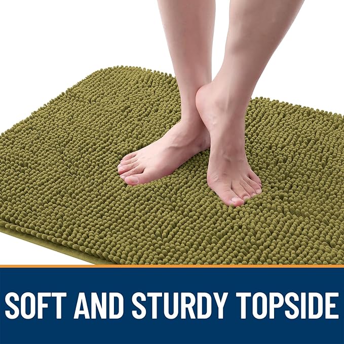 OLANLY Dog Door Mat for Muddy Paws 54x32, Absorbs Moisture and Dirt, Absorbent Non-Slip Washable Doormat, Quick Dry Chenille Mud Mat, Entry Indoor Entryway Carpet for Inside Floor, Willow Green