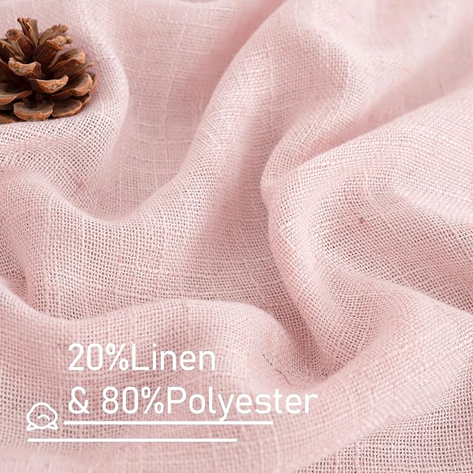 LAMIT Pink Linen Curtains 54 Inch Length 2 Panels, Light Filtering Panels Back Tab and Rod Pocket Neutral Drapes for Kids Room/Window/Bedroom, 52 x 54 Inch