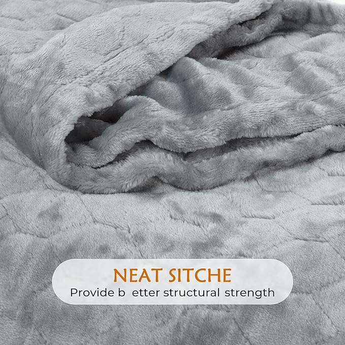 TOONOW Fleece Bed Blanket Queen Size 90x90 inches, Super Soft Fluffy Fuzzy Plush Blanket Geometric Pattern Cozy Microfiber Flannel Blankets for Couch, Bed, Sofa, Light Grey