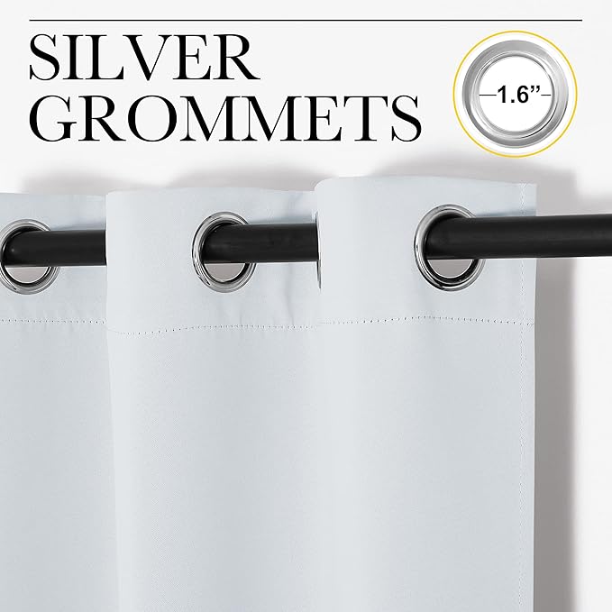 NICETOWN Room Darkening Curtain Panels for Bedroom, Easy-Care Solid Thermal Insulated Grommet Room Darkening Draperies/Drapes (Greyish White, 2 Panels, 34 by 54)