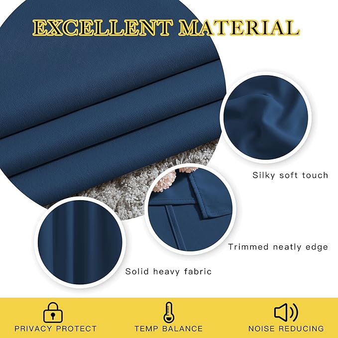 NICETOWN Blackout Thick Window Curtains - (W52 x L120, Moroccan Blue, 2 Panels) Thermal Insulated Grommet Drape Longer Panels for Bedroom and Living Room