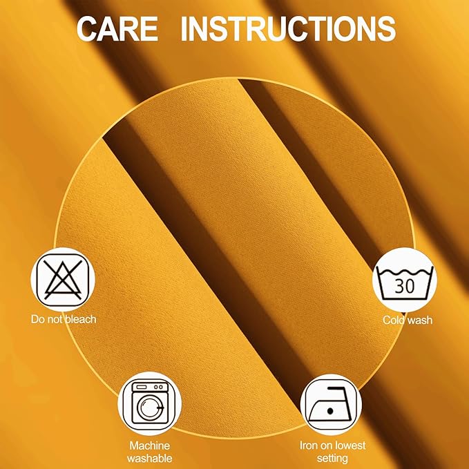 LEMOMO Blackout Curtains 52 x 120 Inch Long Yellow Curtains Set of 2 Panels Room Darkening Curtains for Bedroom and Living Room