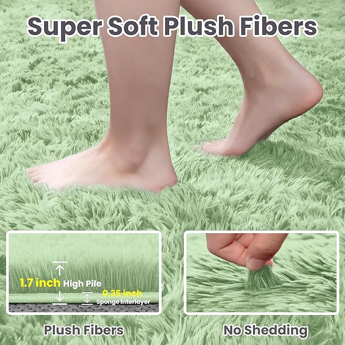 4x6 Area Rugs for Living Room Rug: Soft Fluffy Shag Mint Green Rugs for Bedroom, Non-Slip Large Fuzzy Plush Rug Indoor Floor Carpet for Nursery Kids Boys Girls Room, Dorms, Playroom, Modern Home Decor