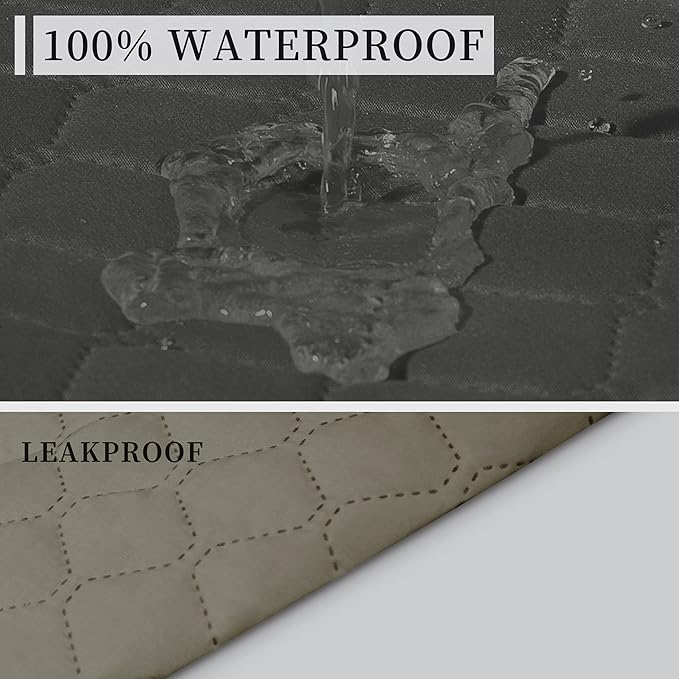 ISSUNTEX Double Protection 100% Waterproof Loveseat Sofa Covers for Living Room, Couch Covers for 2 Cushion Couch Sofa, Reversible Furniture Protector Sofa Cover for Dogs (Loveseat, Dark Gray/Beige)
