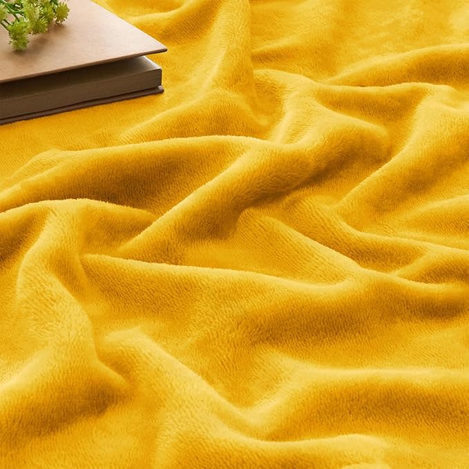BEDELITE Fleece Blanket Twin Size Yellow Throw Blanket for Couch & Bed, Luxury Plush Cozy Fuzzy Blanket 60x80 inches, Super Soft Warm Lightweight Throw Blanket for Travel Camping