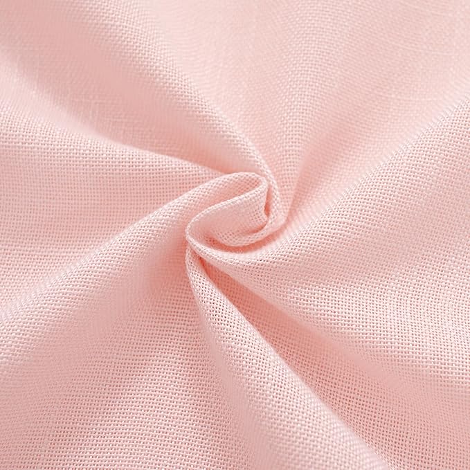 Pink Linen Curtains 84 Inch Length 2 Panels Set for Living Room Light Filtering Semi Sheer Curtains Cherry Blossom Pink Decor Modern Elegant Back Tap Drapes Nersury Bedroom 52ﾗ84 Inch