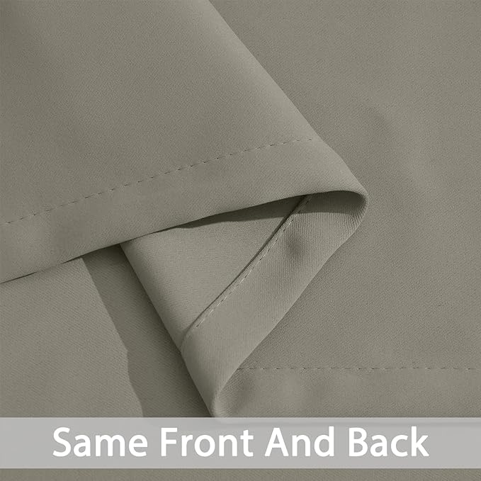 Yakamok Premium Room Darkening Thermal Insulated Curtains for Bedroom/Living Room - Classic Grommet Top (2 Panels, Taupe, 52 Inch by 108 Inch)