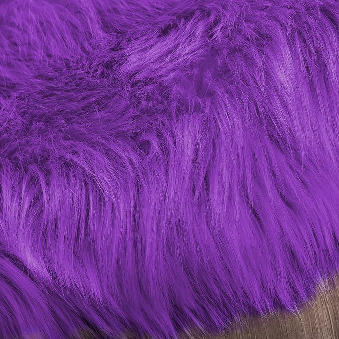 Latepis Round Area Rugs 6ft Washable Fur Rugs for Bedroom Purple Faux Sheepskin Rug Fluffy Shag Rug for Living Room Soft Shaggy Rug Dorm Room Decor