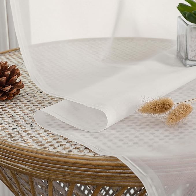 OVZME Ivory Sheer Curtains 120 Inches Long 2 Panels Set, 59 Inch Extra Wide Soft Airy Lightweight Sheer Ivory Curtains for Living Room, Farmhouse Voile Filmy Rod Pocket Drapes, 59Wx120L Inches