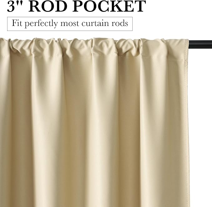 RYB HOME 100% Blackout Short Curtains for Small Window, Thermal Insulated Total Room Darkening Noise Reducing Curtains for Kitchen Bathroom Basement, 42 inches Wide by 45 inches Long, Biscotti Beige
